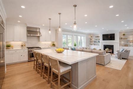 Recessed lighting layout tips for kitchens and living rooms